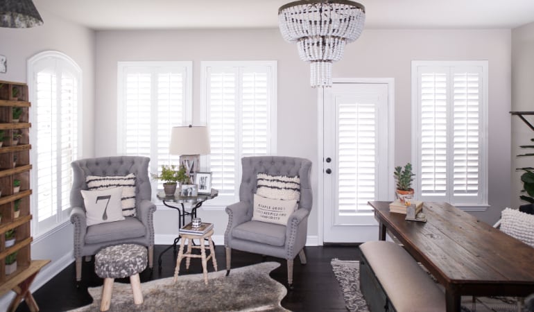 Plantation shutters in a San Jose living room